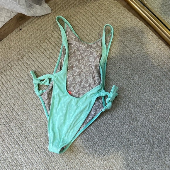 NEW Free People Pamela The Pamela One Piece Swimsuit Teal Blue - Picture 5 of 6